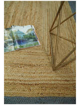 Hand Woven Natural Fiber Blue and Brown Natural Jute Rug