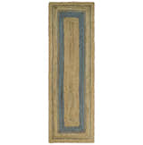 Hand Woven Natural Fiber Blue and Brown Natural Jute Rug