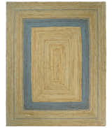Hand Woven Natural Fiber Blue and Brown Natural Jute Rug