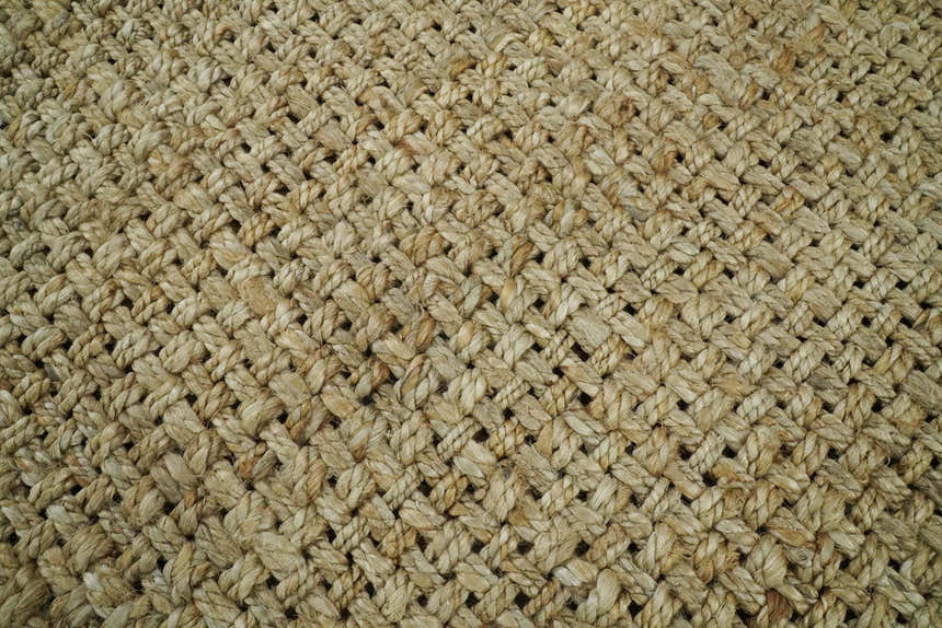 Hand Woven Natural Fiber Brown Natural Jute Rug