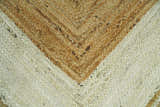 Hand Woven Natural Fiber White and Brown Natural Jute Rug