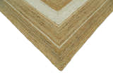 Hand Woven Natural Fiber White and Brown Natural Jute Rug