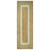 Hand Woven Natural Fiber White and Brown Natural Jute Rug