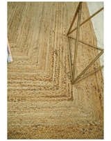 Hand Woven Natural Fiber White and Brown Natural Jute Rug