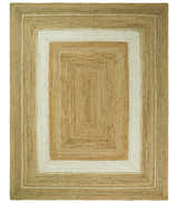 Hand Woven Natural Fiber White and Brown Natural Jute Rug