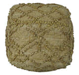 Hand Woven Beige Geometrical Design Jute Pouf