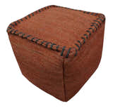 Hand Woven Boho Farmhouse Rust and Gray Jute Pouf ottoman | TRD129P