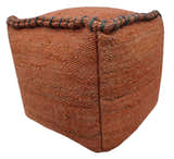 Hand Woven Boho Farmhouse Rust and Gray Jute Pouf ottoman | TRD129P