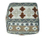 Hand woven Ivory, Gray and Brown Traditional Textured Jute and wool Pouf