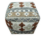 Hand woven Ivory, Gray and Brown Traditional Textured Jute and wool Pouf