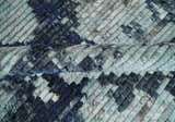 Custom Made Hand Woven Silver, Blue and Charcoal Abstract Trellis Moroccan Rug Made with Blended Wool