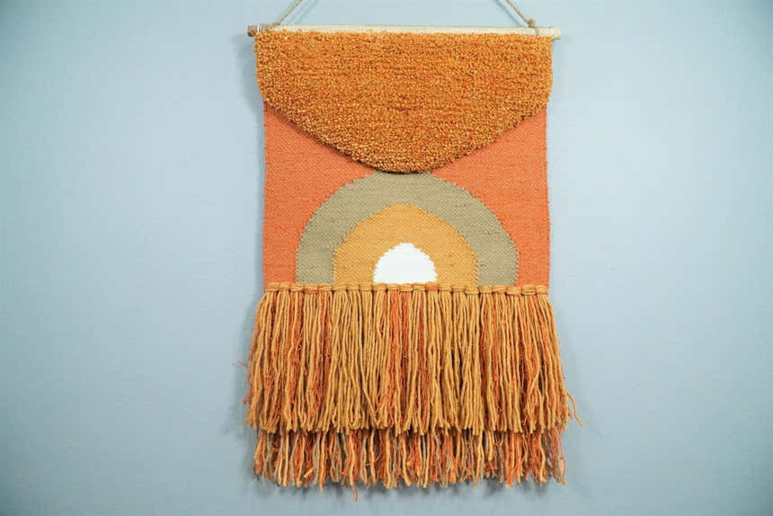 Hand Woven Wool Tapestry Terracotta Bohemian Modern Wall Hanging | WH11