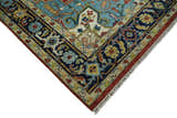 Rust, Blue and Beige Traditional Heriz Medallion Hand Knotted Multi Size Wool Area Rug