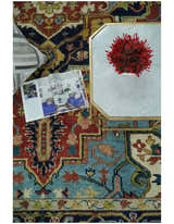 Rust, Blue and Beige Traditional Heriz Medallion Hand Knotted Multi Size Wool Area Rug