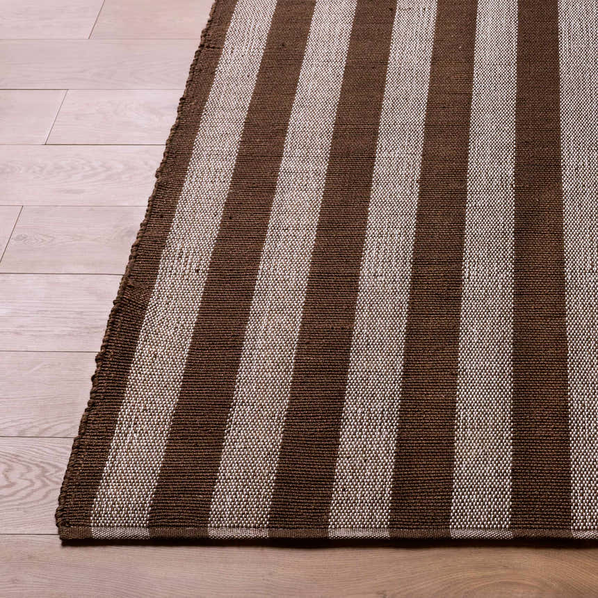 Made to Order Custom Size Carpeneto Brown Striped Outdoor Area Rug