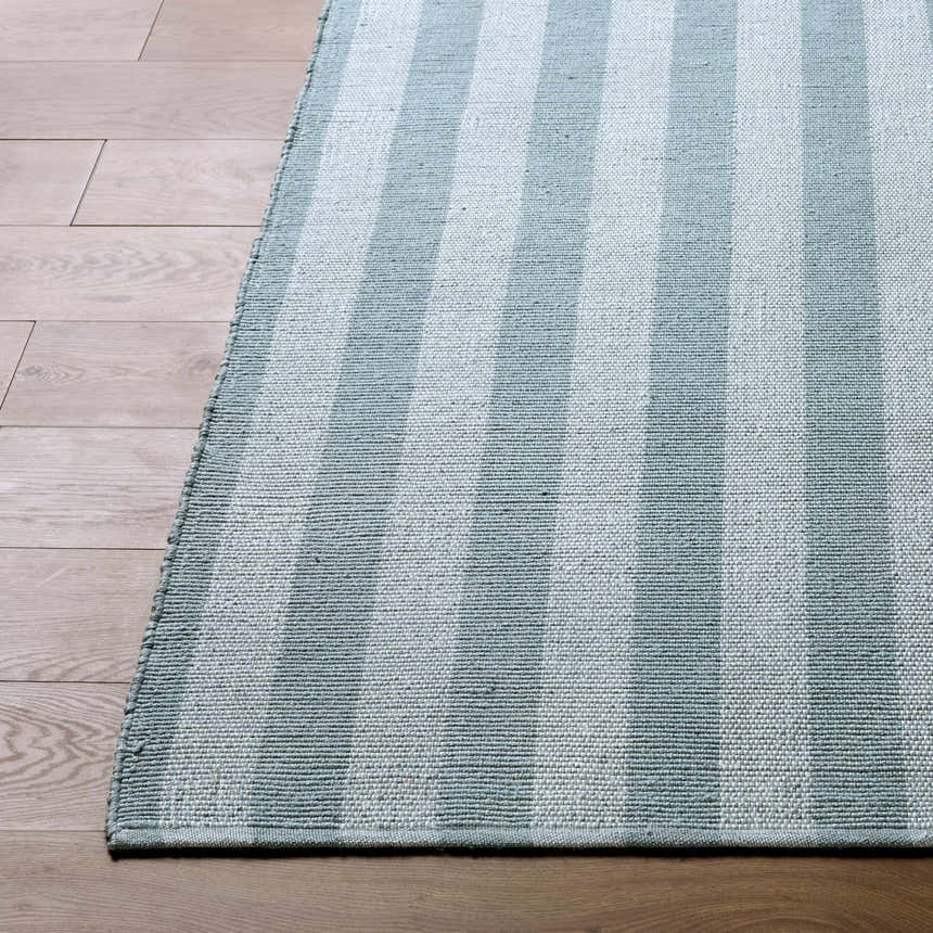 Made to Order Custom Size Carpeneto Dusty Blue Striped Outdoor Area Rug