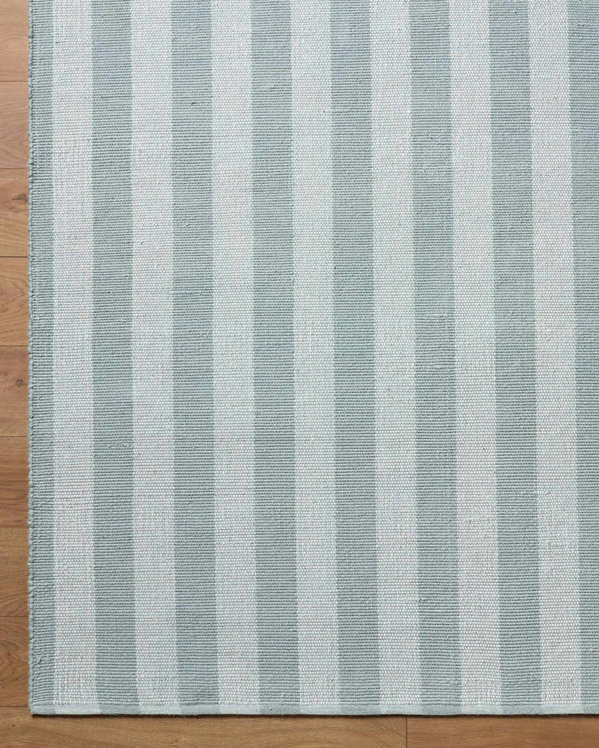 Made to Order Custom Size Carpeneto Dusty Blue Striped Outdoor Area Rug