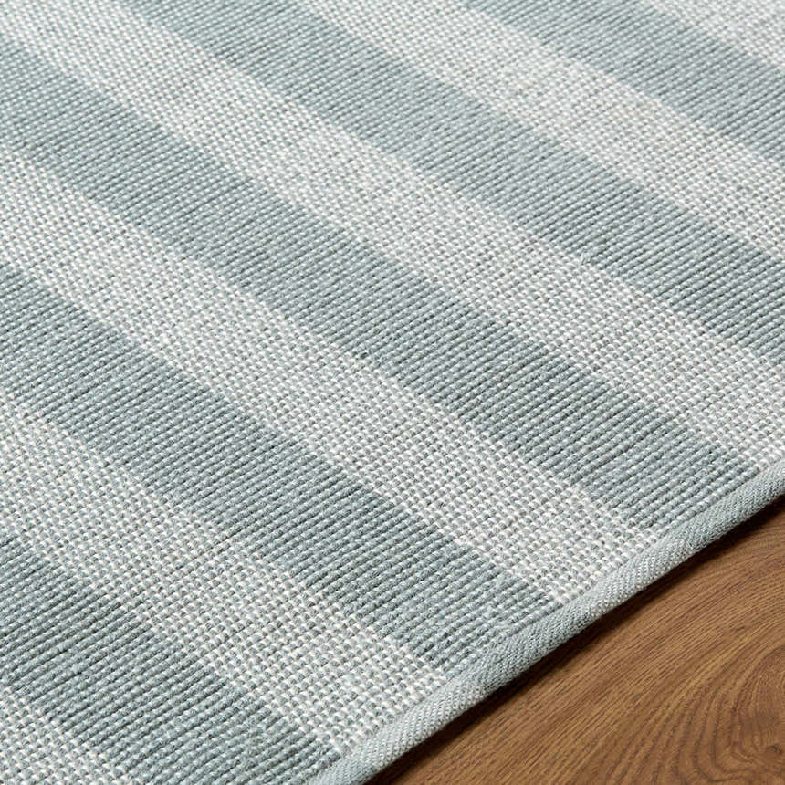 Made to Order Custom Size Carpeneto Dusty Blue Striped Outdoor Area Rug