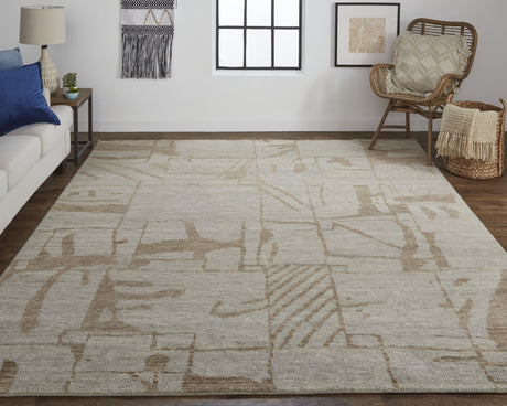 Feizy Sutton Transitional Abstract - Tan/Orange Area Rug