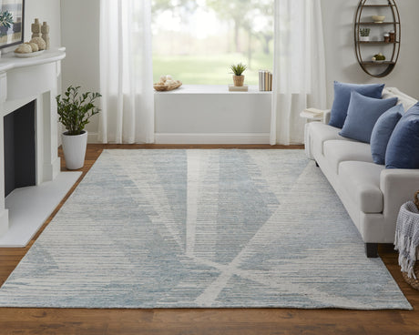 Feizy Brighton Modern Abstract - Blue/Ivory/Silver Area Rug