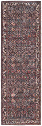 Close-up of the Feizy Rawlins Brown/Red/Ivory Area Rug, featuring a geometric, transitional oriental pattern. Design-Runner