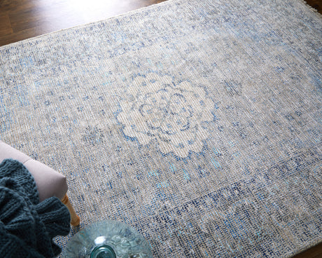 Feizy Caldwell Transitional Medallion - Gray/Blue/Ivory Area Rug