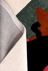 Horse Rider Pattern Beige And Black Hand Tufted 5x8 Wool Rug