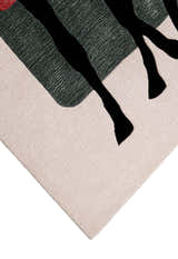 Horse Rider Pattern Beige And Black Hand Tufted 5x8 Wool Rug