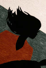 Horse Rider Pattern Beige And Black Hand Tufted 5x8 Wool Rug