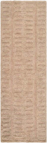 Close-up of a textured Washable Handmade Wool Rug - Brown. Ash, prairie dust, and tan colors. Contemporary style. Design-Runner-268