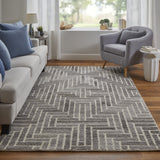 Feizy Asher Transitional Geometric - Taupe/Gray/Tan Area Rug - Clearance