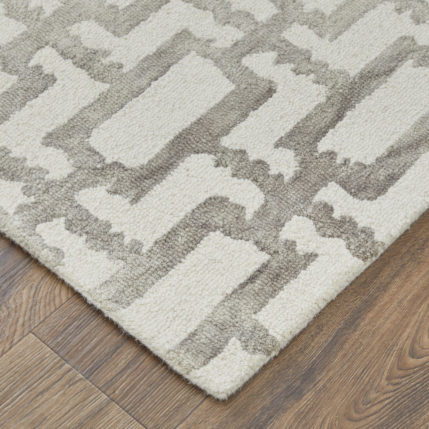 Feizy Lorrain Modern Geometric - Ivory/Taupe Area Rug