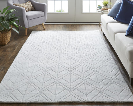 Feizy Redford Transitional Solid - White/Silver Area Rug