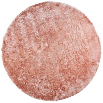 Round Feizy Indochine pink shag rug. Soft, uniform texture. Design-Round