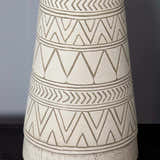 Tan and Cream Resin Lamp with White Linen Table Lamp - Clearance