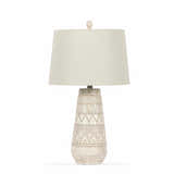 Tan and Cream Resin Lamp with White Linen Table Lamp - Clearance
