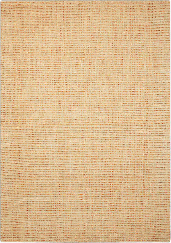 Close-up of the Barclay Butera Intermix Wheat area rug. Peach wool rug with a subtle, textured, horizontal stripe pattern.