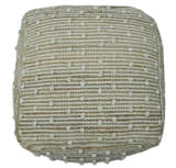 Ivory and Beige Hand Woven Stripes Design jute and wool Pouf