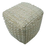 Ivory and Beige Hand Woven Stripes Design jute and wool Pouf