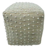Ivory and Beige Hand Woven Stripes Design jute and wool Pouf