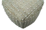 Ivory and Beige Hand Woven Stripes Design jute and wool Pouf
