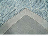 Ivory and Blue Modern Geometric Hand Tufted Multi Size Natural Wool Area Rug