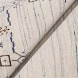 Ivory And Blue Tribal Border Design Hand Loomed Wool Area Rug