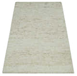 Ivory and Brown Abstract Hand Tufted Multi Size Natural Wool Area Rug