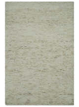 Ivory and Brown Abstract Hand Tufted Multi Size Natural Wool Area Rug