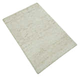 Ivory and Brown Abstract Hand Tufted Multi Size Natural Wool Area Rug