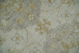 Ivory and Brown distressed finished Traditional Floral Low Pile Multi Size wool Area Rug