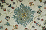 Ivory and Gray Floral Oushak Hand Knotted Custom Made Wool Area Rug