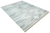 Ivory and Silver fine Wool and Viscose Kilim Rug