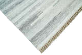 Ivory and Silver fine Wool and Viscose Kilim Rug